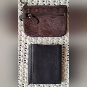 Wilsons Leather Pebbled Leather Zippered Pouch & Trifold Wallet Bundle